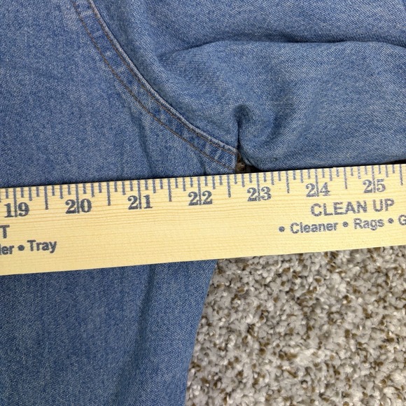 Wrangler Cowboy Cut Blue Denim Western Work Shirt Mens M Pearl Snap Rodeo - Picture 11 of 11